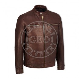 Brown Color Gents Winter Fashion Leather Jackets For Men